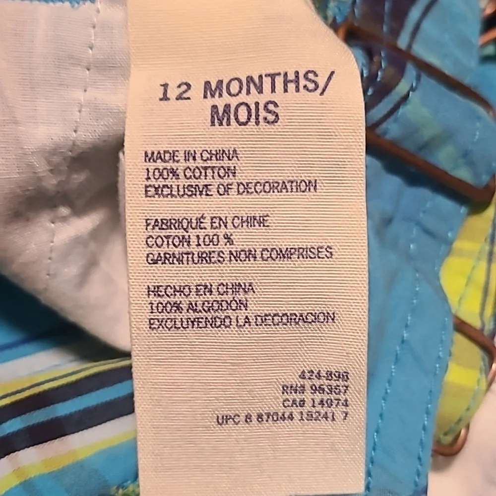 OshKosh B'gosh NWT Blue Plaid Kids Overalls - 12 Months